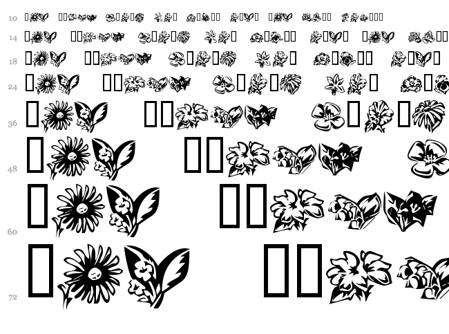 KR Beautiful Flowers font waterfall